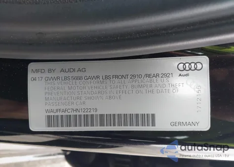 2017 Audi S6 4.0T Premium Plus from USA, damaged, VIN WAUFFAFC7HN122219